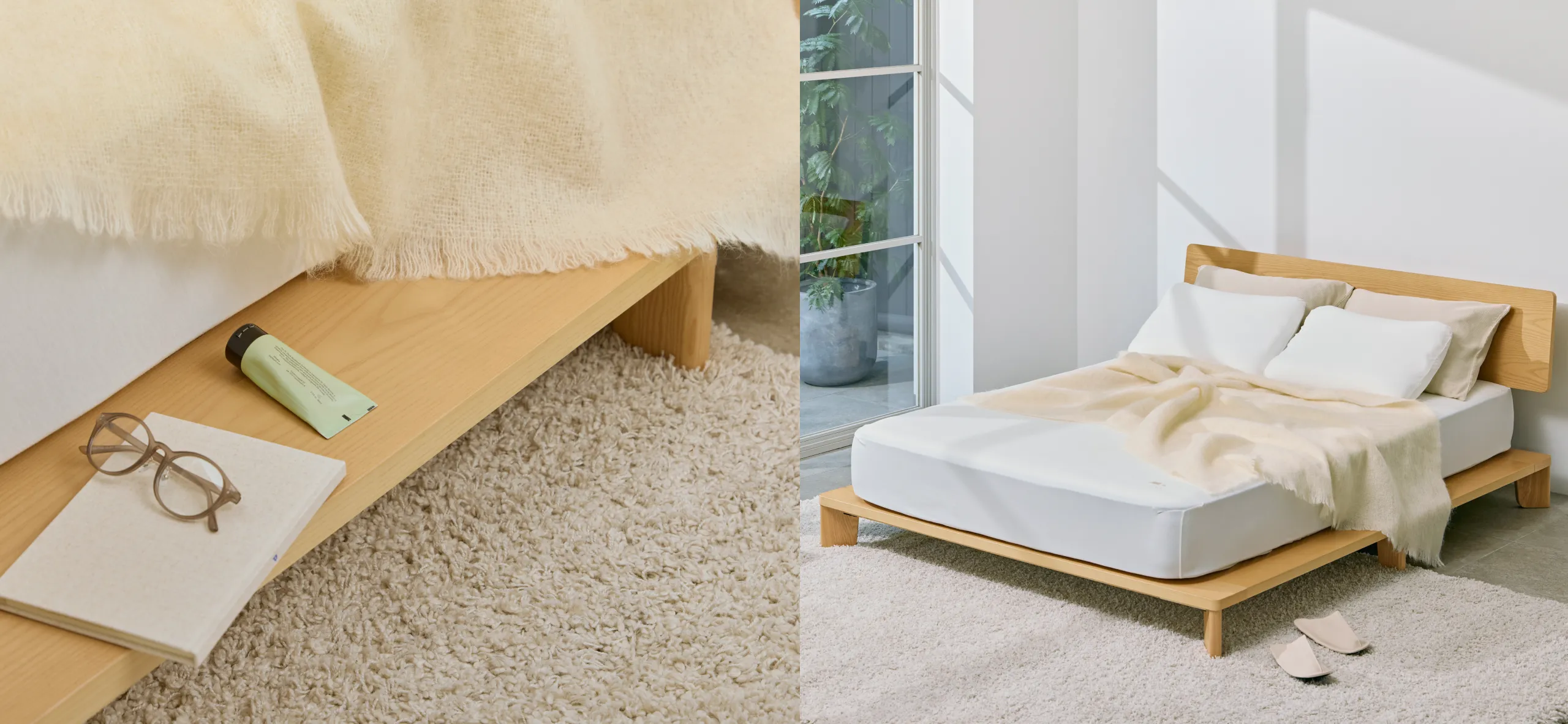NELL 木製ベッドフレームの商品イメージ背景