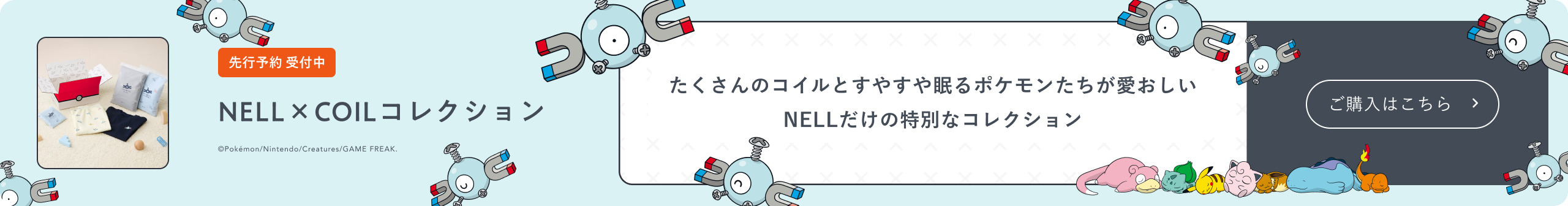 先行予約 受付中 NELL×COILコレクション たくさんのコイルとすやすや眠るポケモンたちが愛おしいNELLだけの特別なコレクション ご購入はこちら